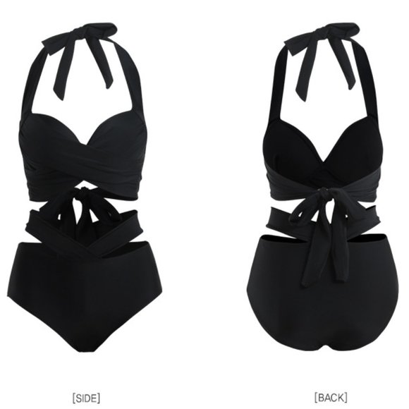 High Waisted Strappy Black Bikini NEW - Picture 3 of 3